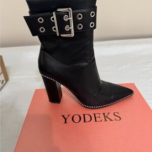 Black Ankle Boots with Buckle Detail